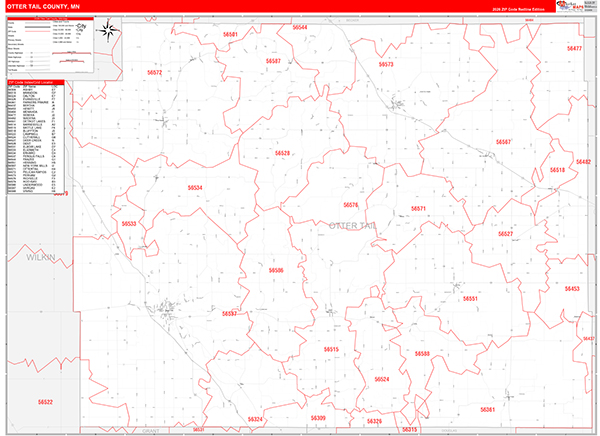 Otter Tail County, MN Zip Code Map